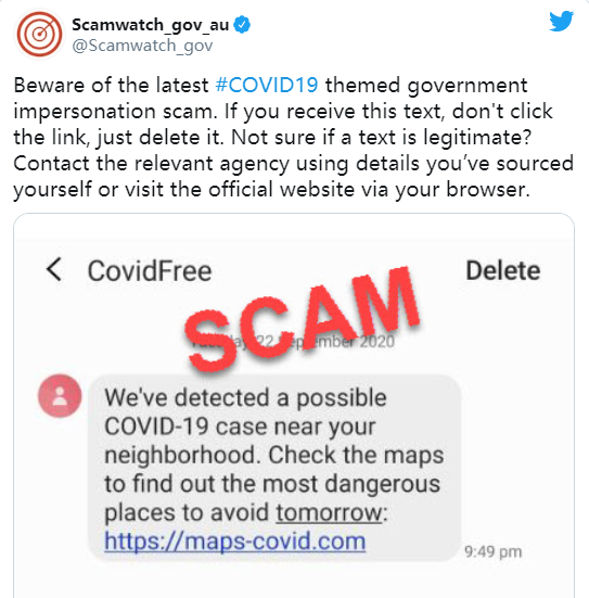 千万别点开!澳政府这条COVID-19接触者追踪信息是假的