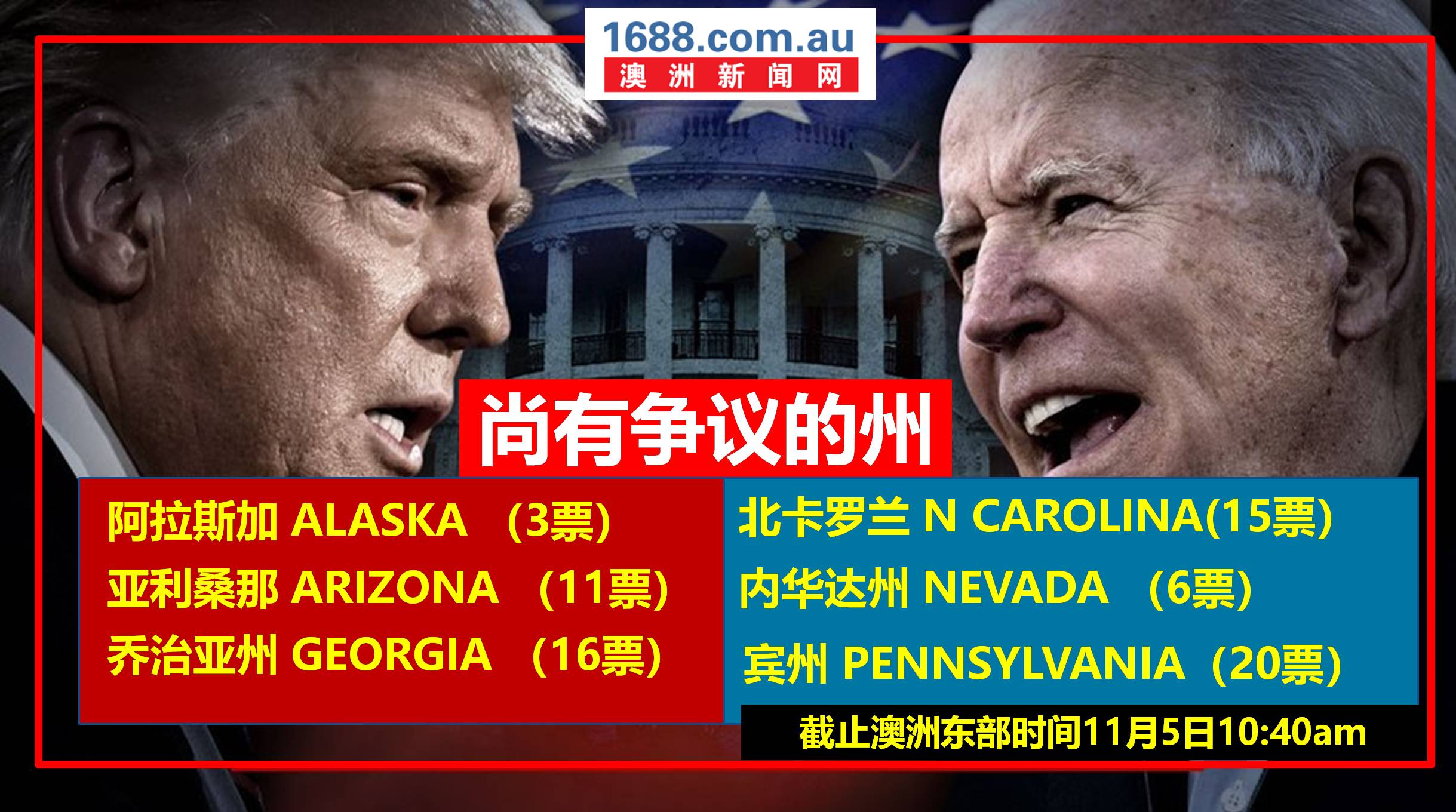 【美国总统大选直播】川普形势越来越不利!今晚,拜登有可能登顶总统大位!